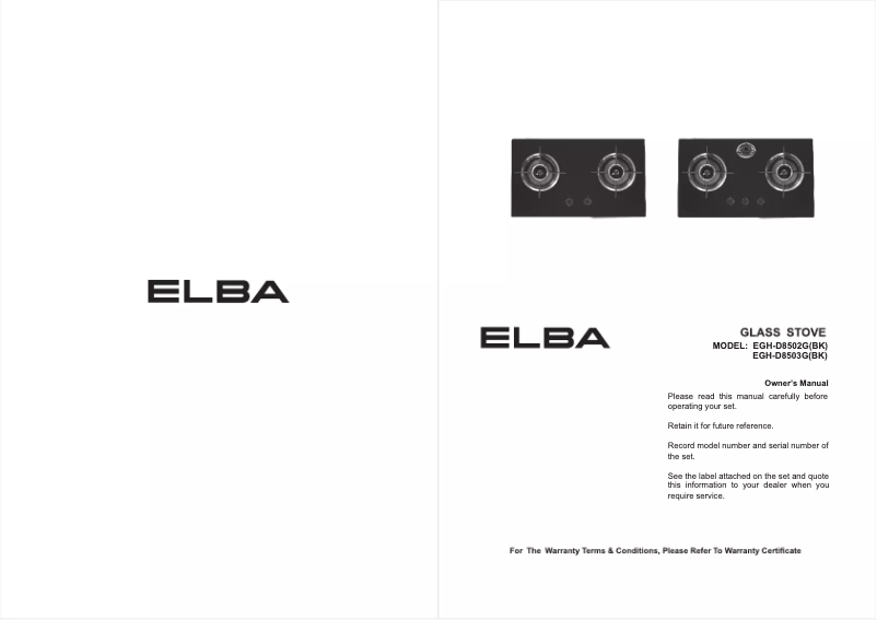 Page 1 de la notice Manuel utilisateur Elba EGH-D8502G(BK)