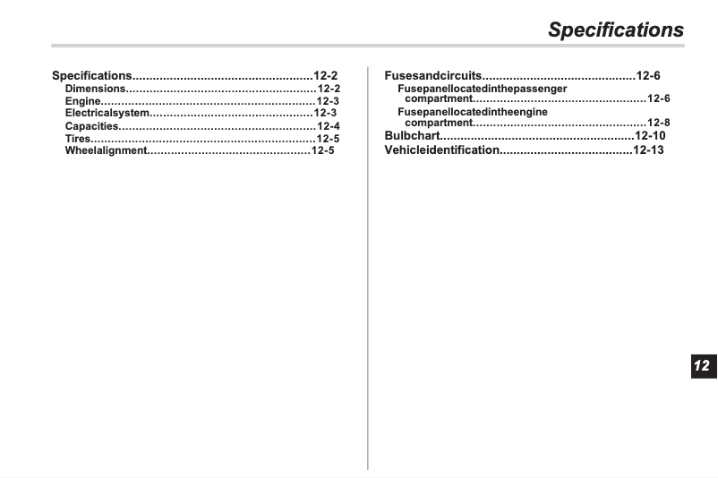 Page 1 de la notice Fiche technique Subaru Forester (2010)