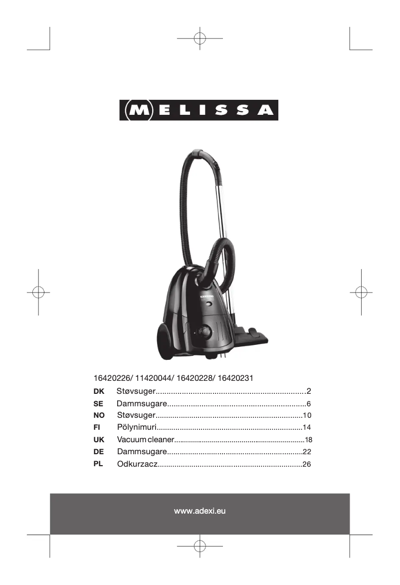 Page n°1 - Manuel utilisateur Melissa 16420228