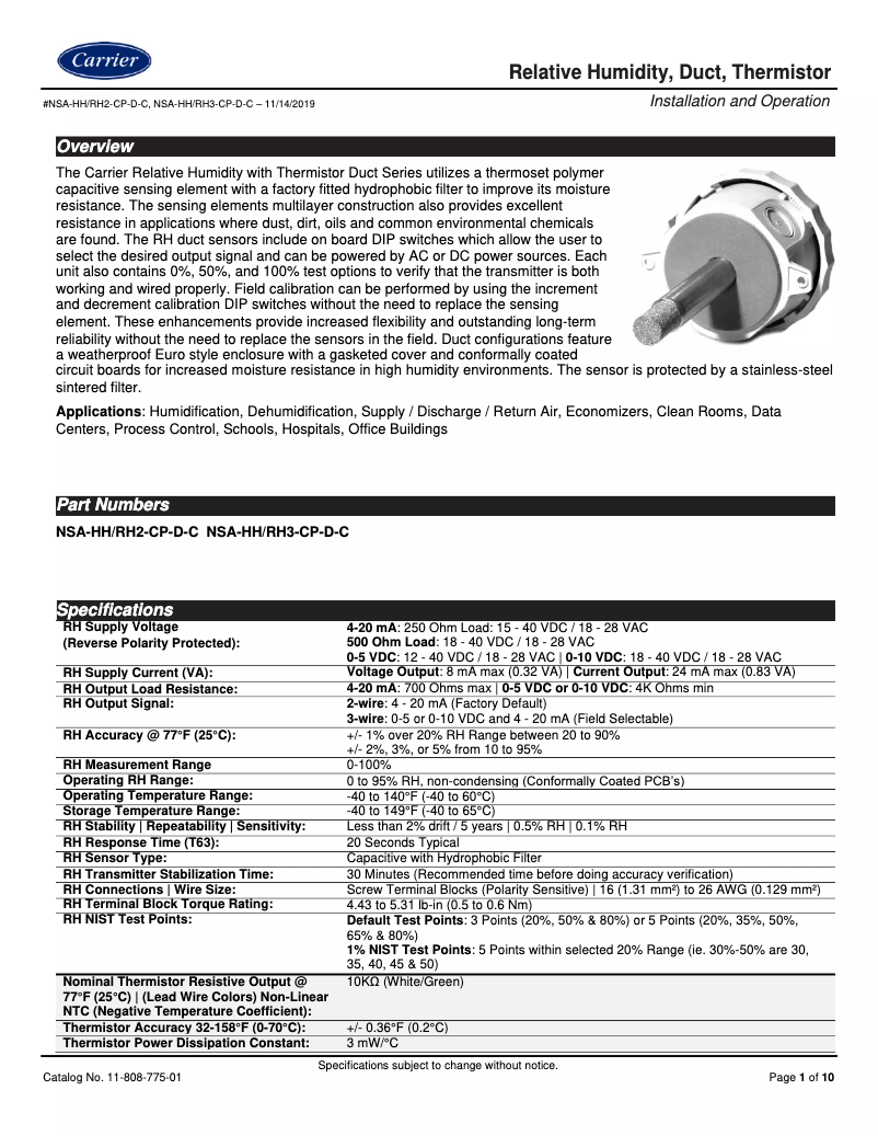 Image de la première page du manuel de l'appareil NSA-RH-DUCT