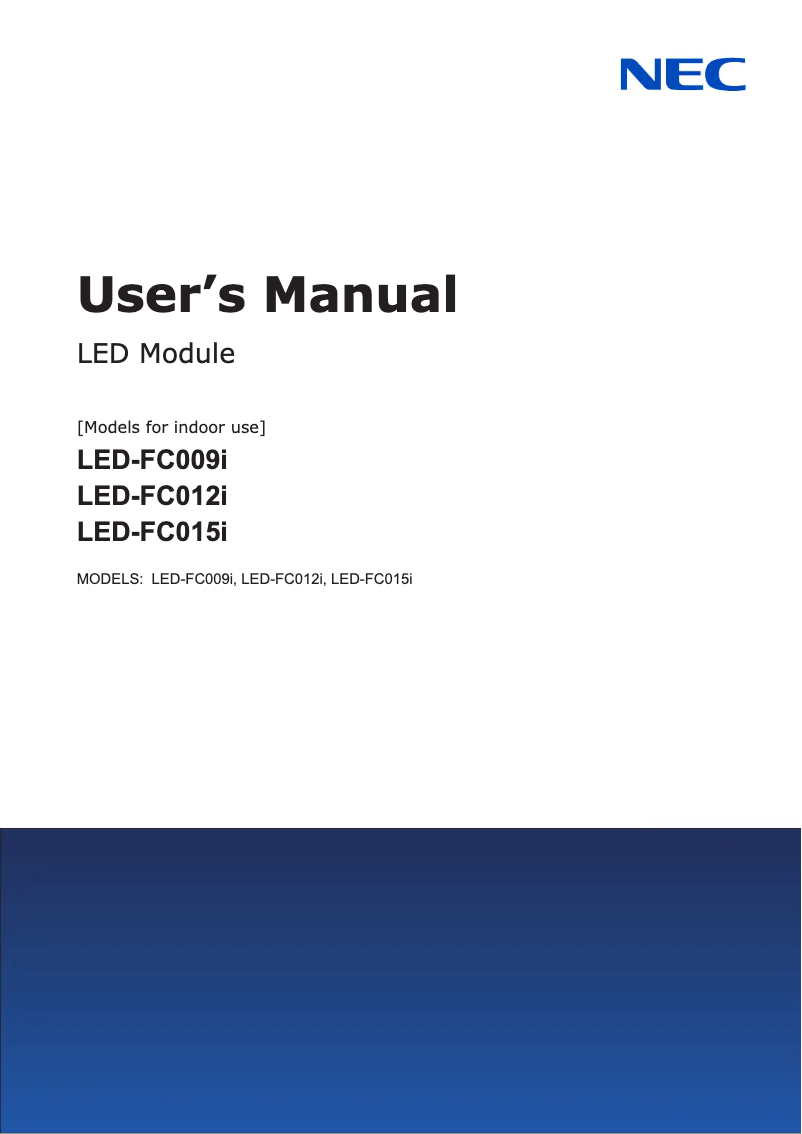 Page n°1 - Manuel utilisateur NEC LED-FC015i