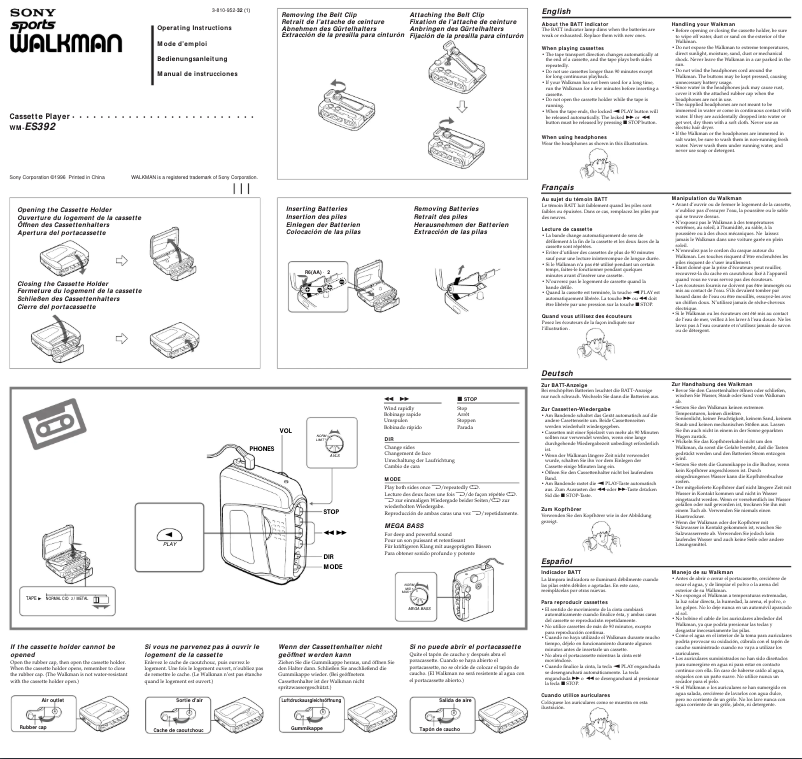 Image de la première page du manuel de l'appareil WM-ES392