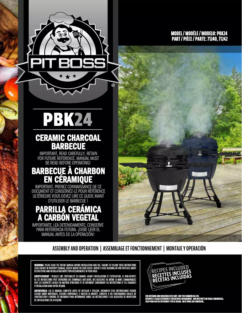 Page 1 de la notice Manuel utilisateur Pit Boss BK24