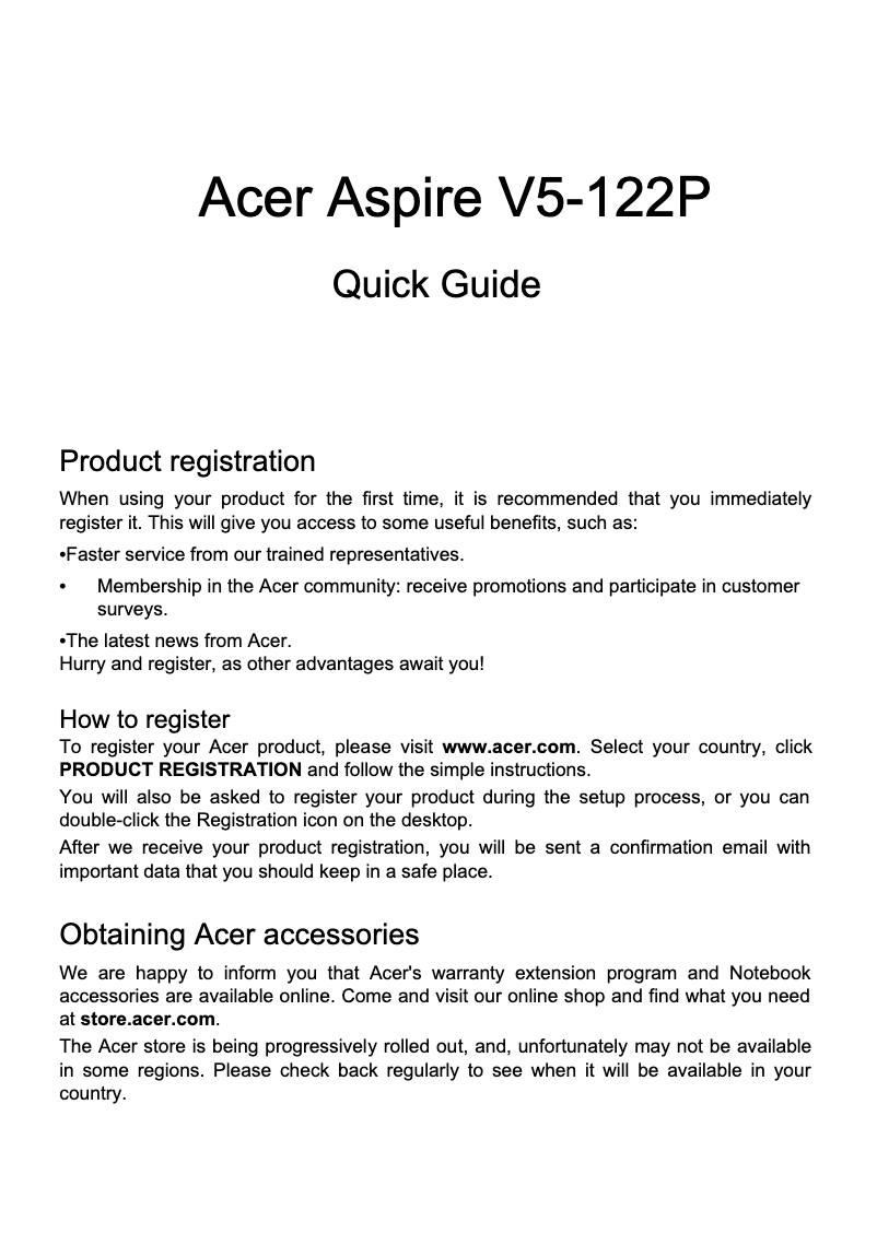 Página 1 del manual Guía de inicio rápido Acer Aspire V5