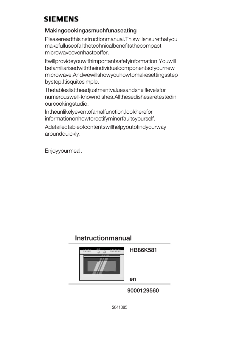 Image de la première page du manuel de l'appareil HB86K581