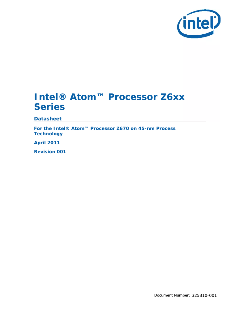 Page n°1 - Manuel utilisateur Intel Atom Z600