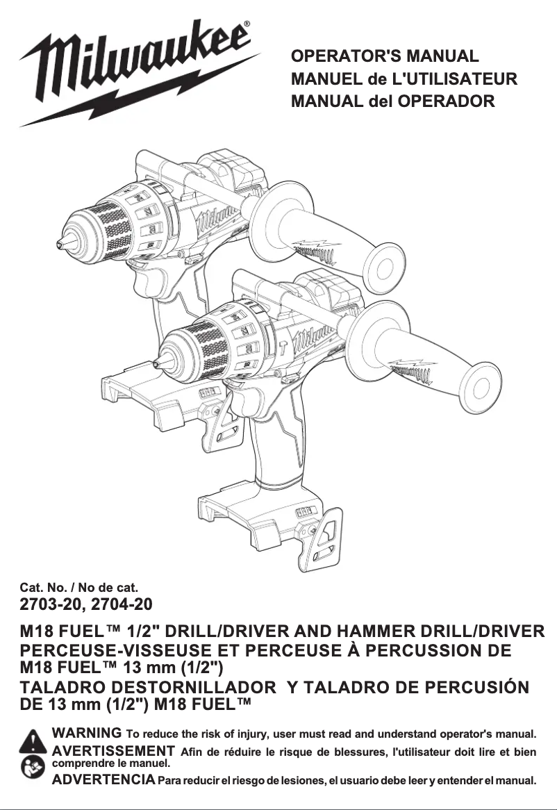 Page n°1 - Manuel utilisateur Milwaukee M18 Fuel 2704-22