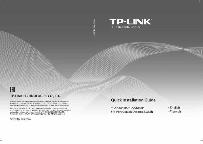 Page 1 de la notice Guide d'installation TP-Link TL-SG1005D