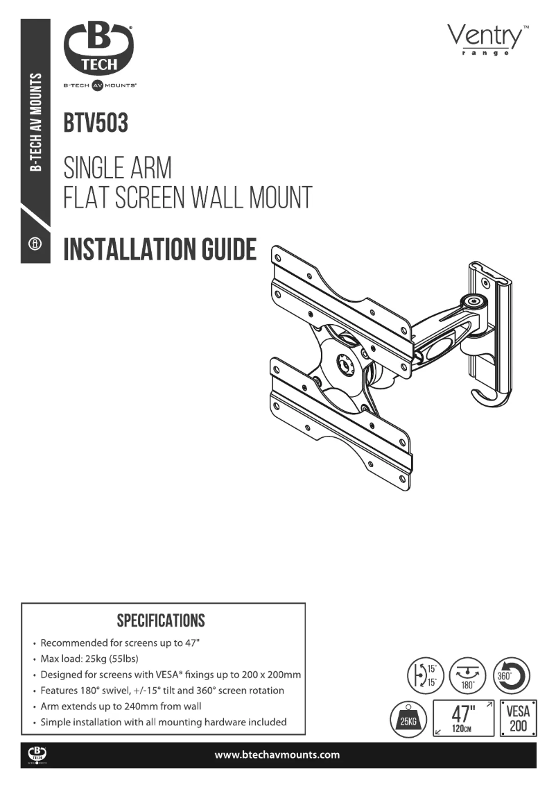 Page n°1 - Guide d'installation B-Tech BTV503