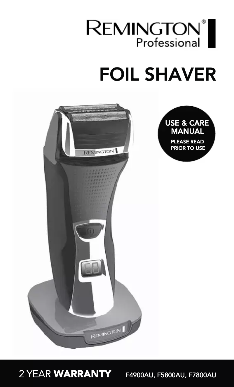 Page 1 de la notice Manuel utilisateur Remington Dual Foil F3800AU