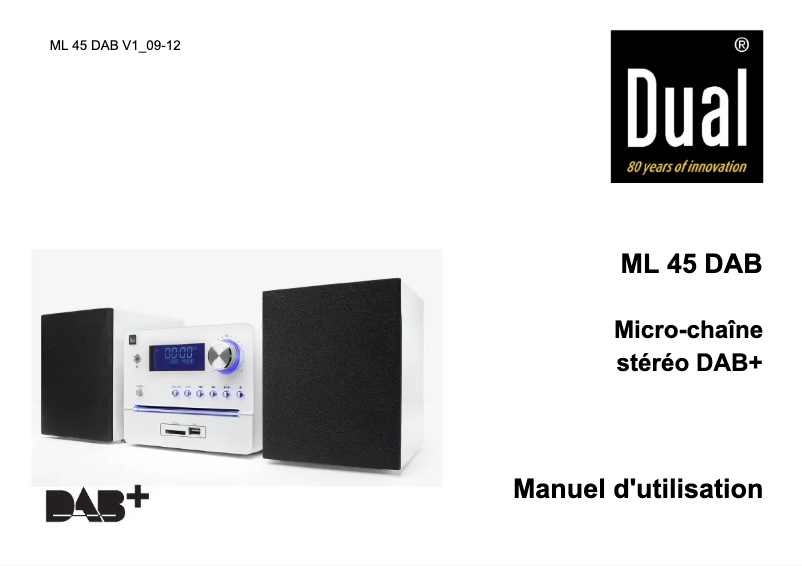 Page n°1 - Manuel utilisateur Dual ML 45 DAB
