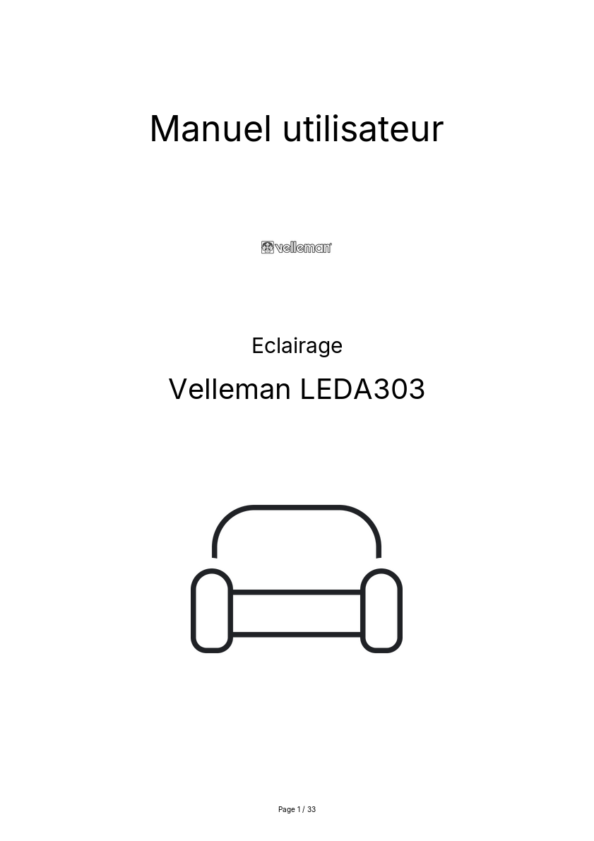 Page n°1 - Manuel utilisateur Velleman LEDA303