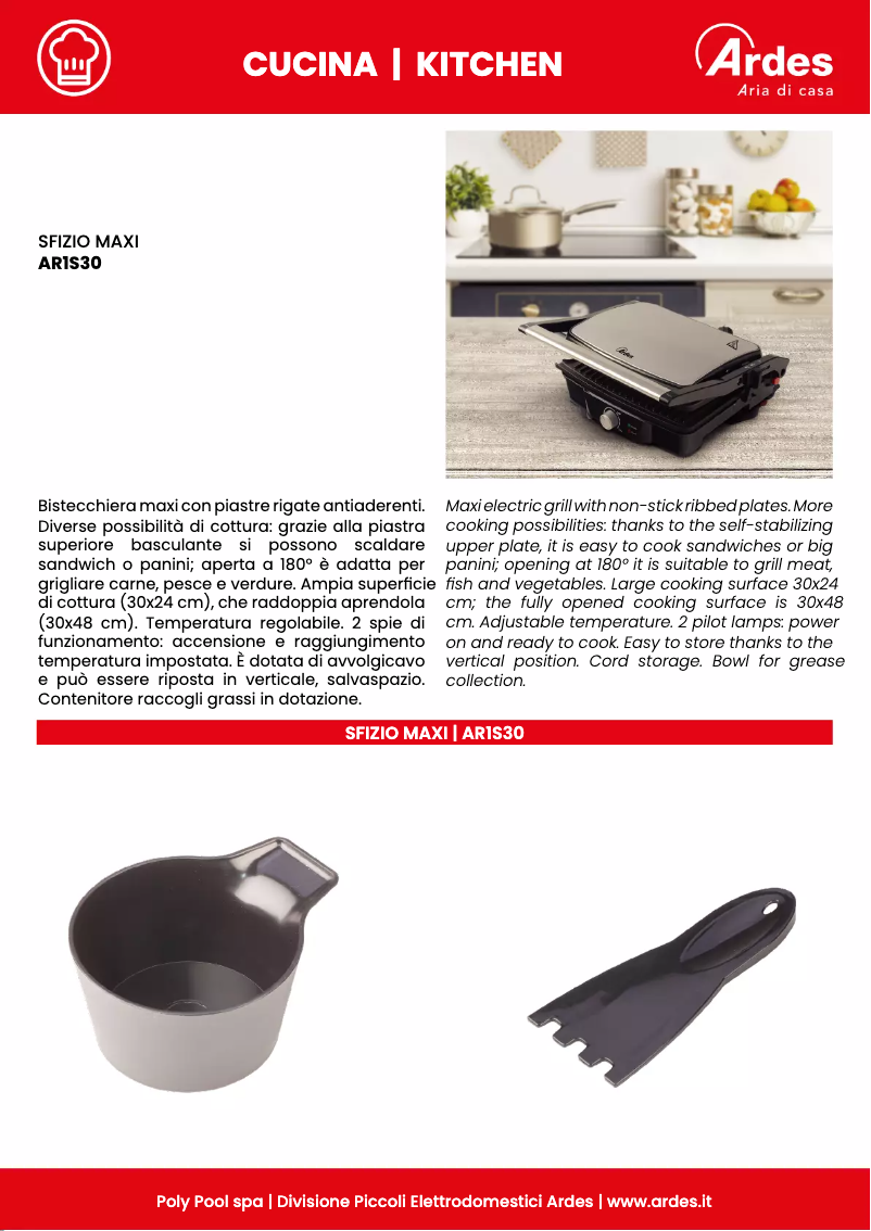 Página 1 del manual Ficha técnica Ardes Sfizio Maxi AR1S30