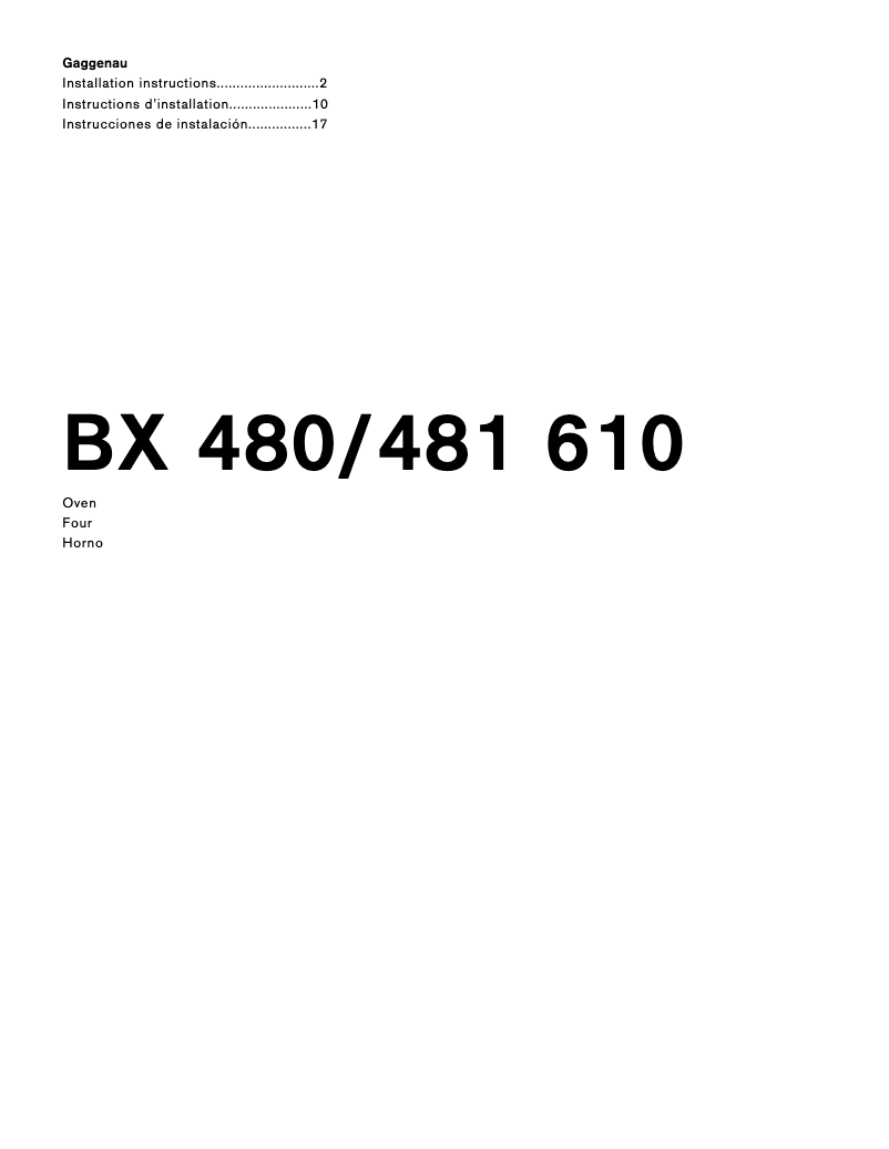 Página 1 del manual Guía de instalación Gaggenau BX480611