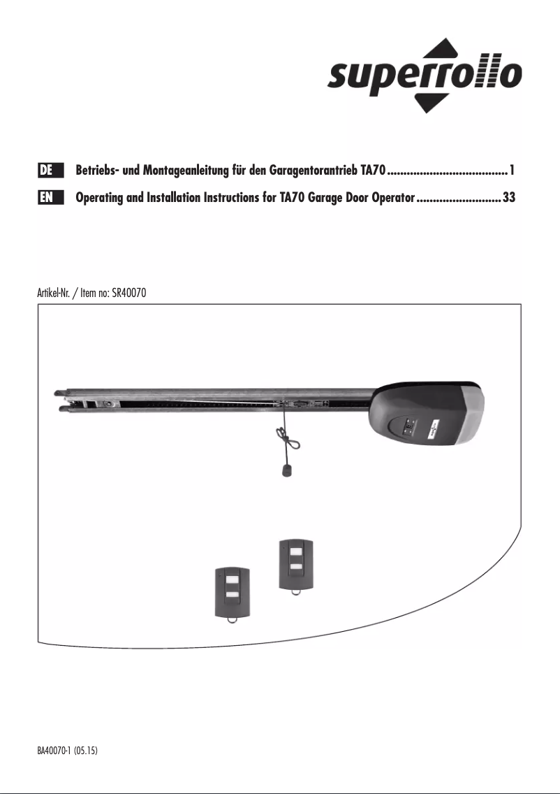 Imagen de la primera página del manual del dispositivo TA70