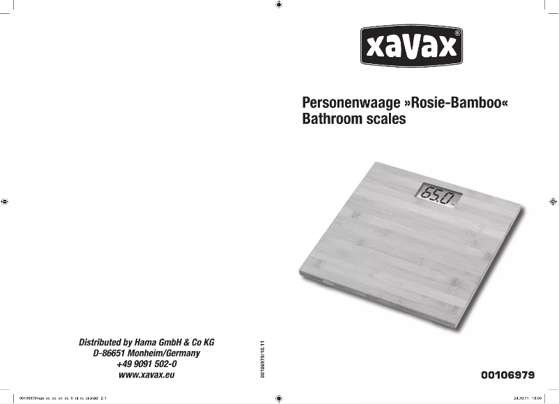 Page n°1 - Manuel utilisateur Xavax Rosie 00106979