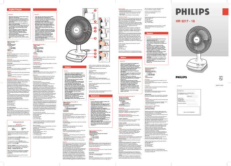Page 1 de la notice Manuel utilisateur Philips HR3217