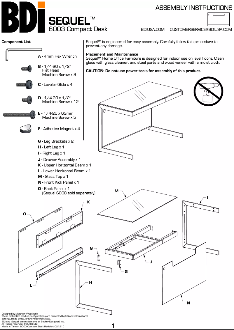First page image of the manual for Sequel 6003