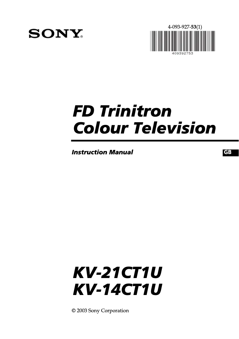 Page n°1 - Manuel utilisateur Sony KV-14CT1U