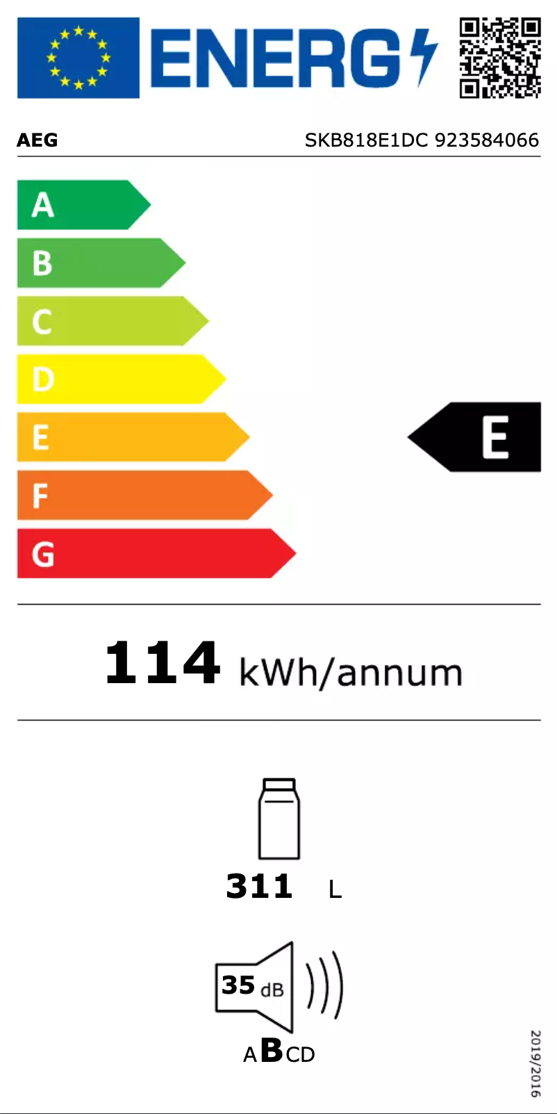 Page n°1 - Label énergétique AEG SKB818E1DC