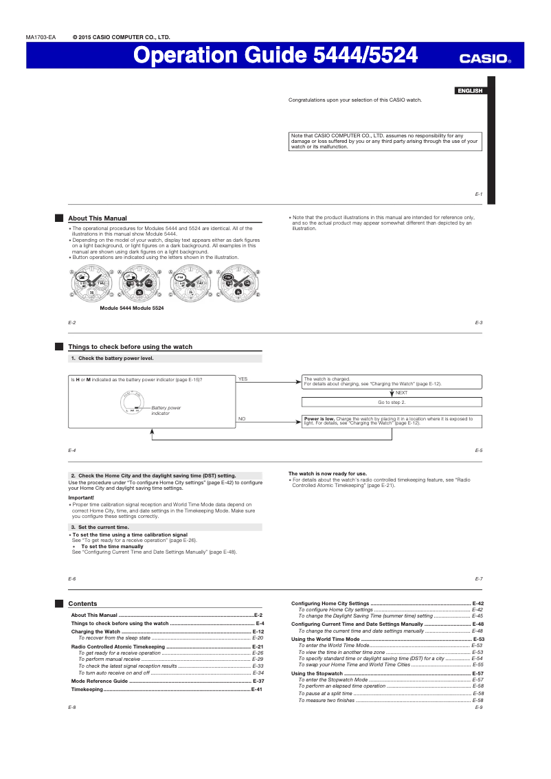 Page 1 de la notice Manuel utilisateur Casio G-Shock GST-W100G-1BER