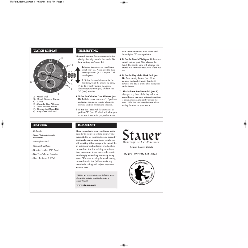 Page n°1 - Manuel utilisateur Stauer 17460