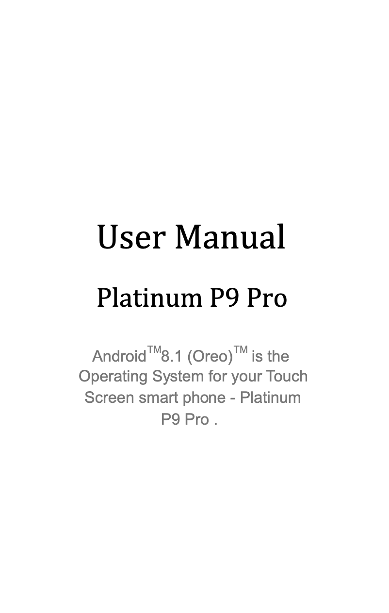 Image de la première page du manuel de l'appareil Platinium P9 Pro