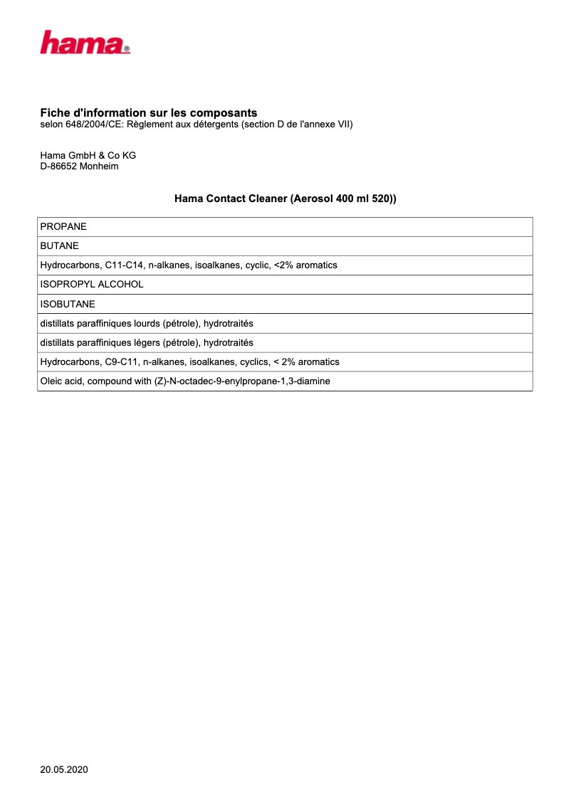 Page 1 de la notice Manuel utilisateur Hama 00113810