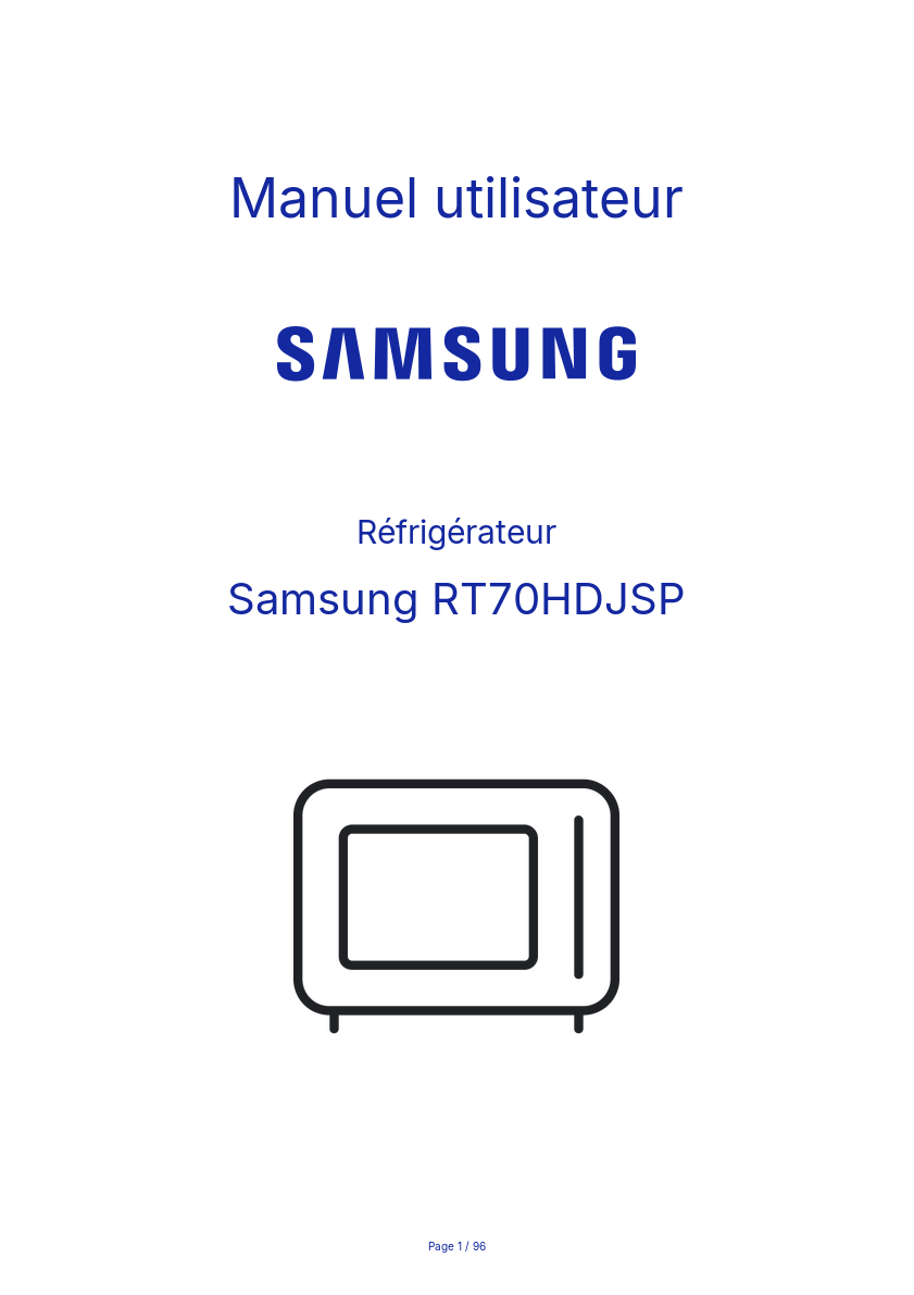 Page n°1 - Manuel utilisateur Samsung RT70HDJSP