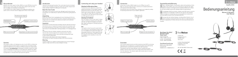Page 1 de la notice Manuel utilisateur freeVoice SoundPro 410 UC Duo