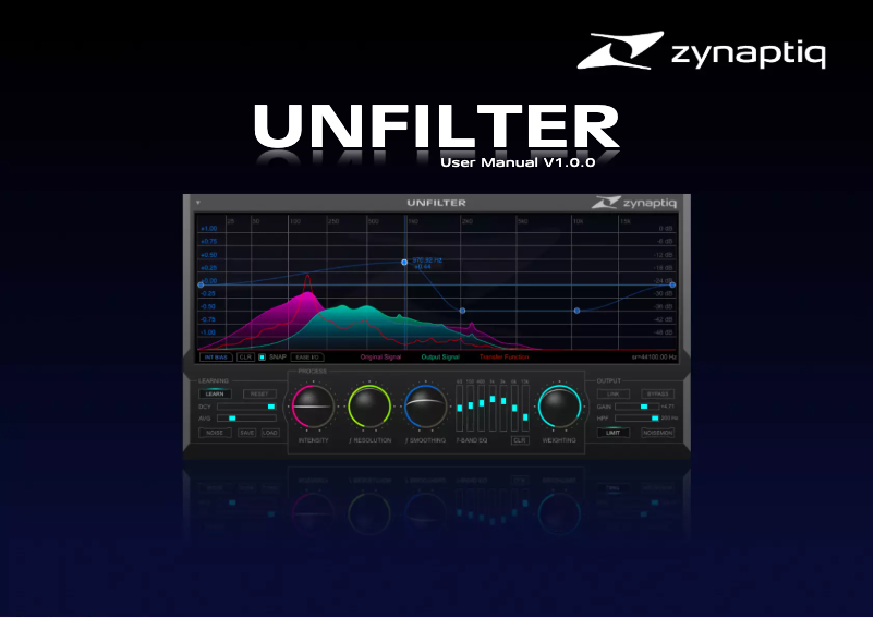 Page n°1 - Manuel utilisateur Zynaptiq UNFILTER