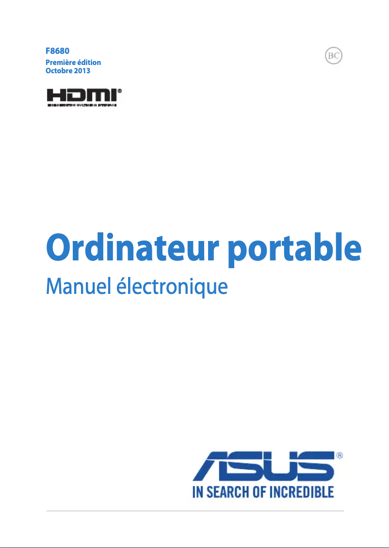 Page 1 de la notice Manuel utilisateur Asus Pro P Essential PU301LA