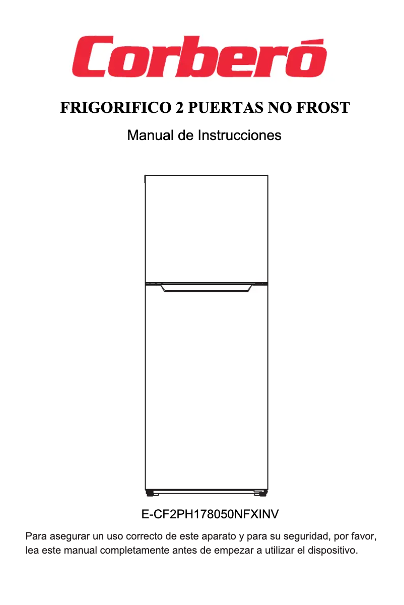 Page 1 de la notice Manuel utilisateur Corbero E-CF2PH178050NFXINV