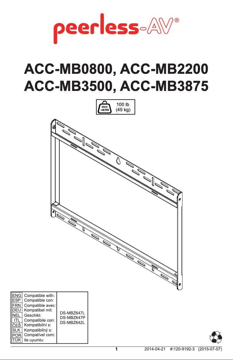 Image de la première page du manuel de l'appareil ACC-MB0800