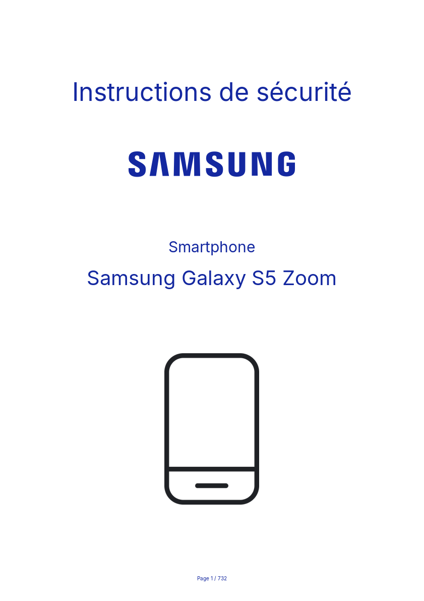 Image de la première page du manuel de l'appareil Galaxy S5 Zoom