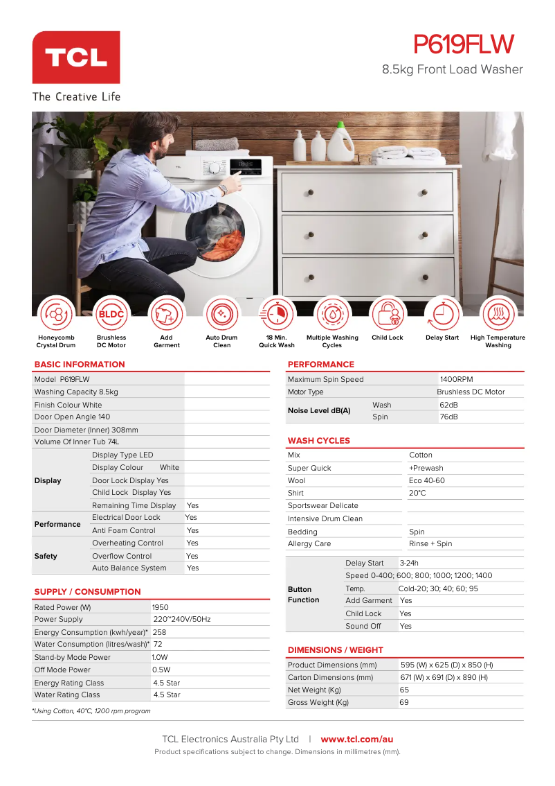 Image de la première page du manuel de l'appareil P619FLW