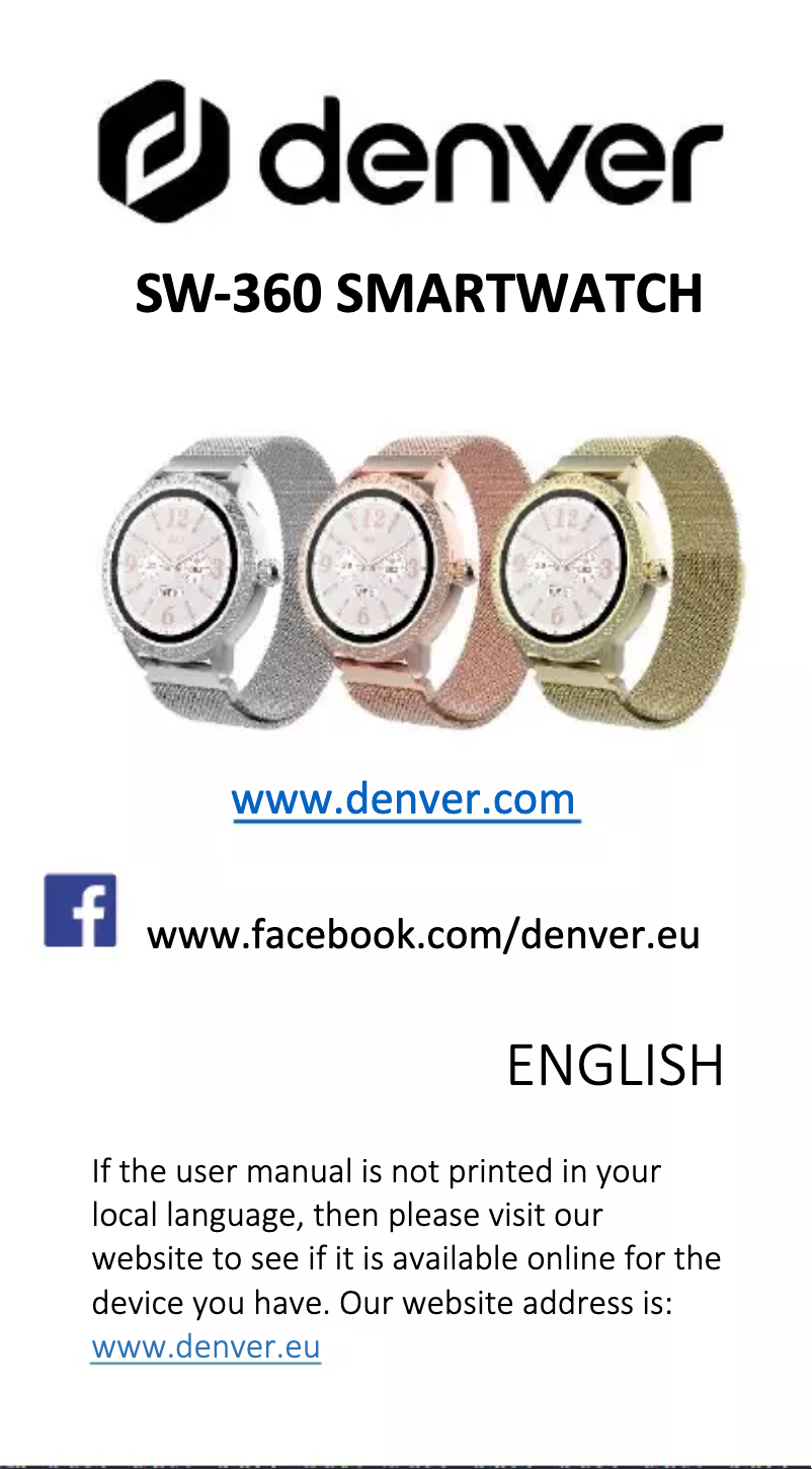 Page 1 de la notice Manuel utilisateur Denver SW-360GO