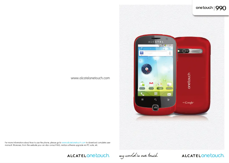 Page n°1 - Manuel utilisateur Alcatel One Touch 990 Chrome