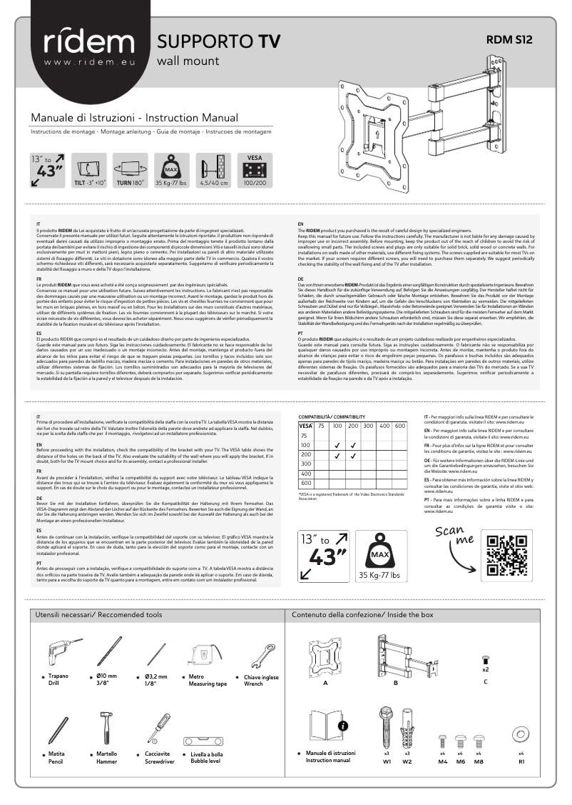 Page 1 de la notice Manuel utilisateur Ridem RDM S12