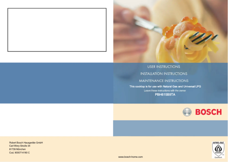 Page 1 de la notice Manuel utilisateur Bosch PBH615B9TA