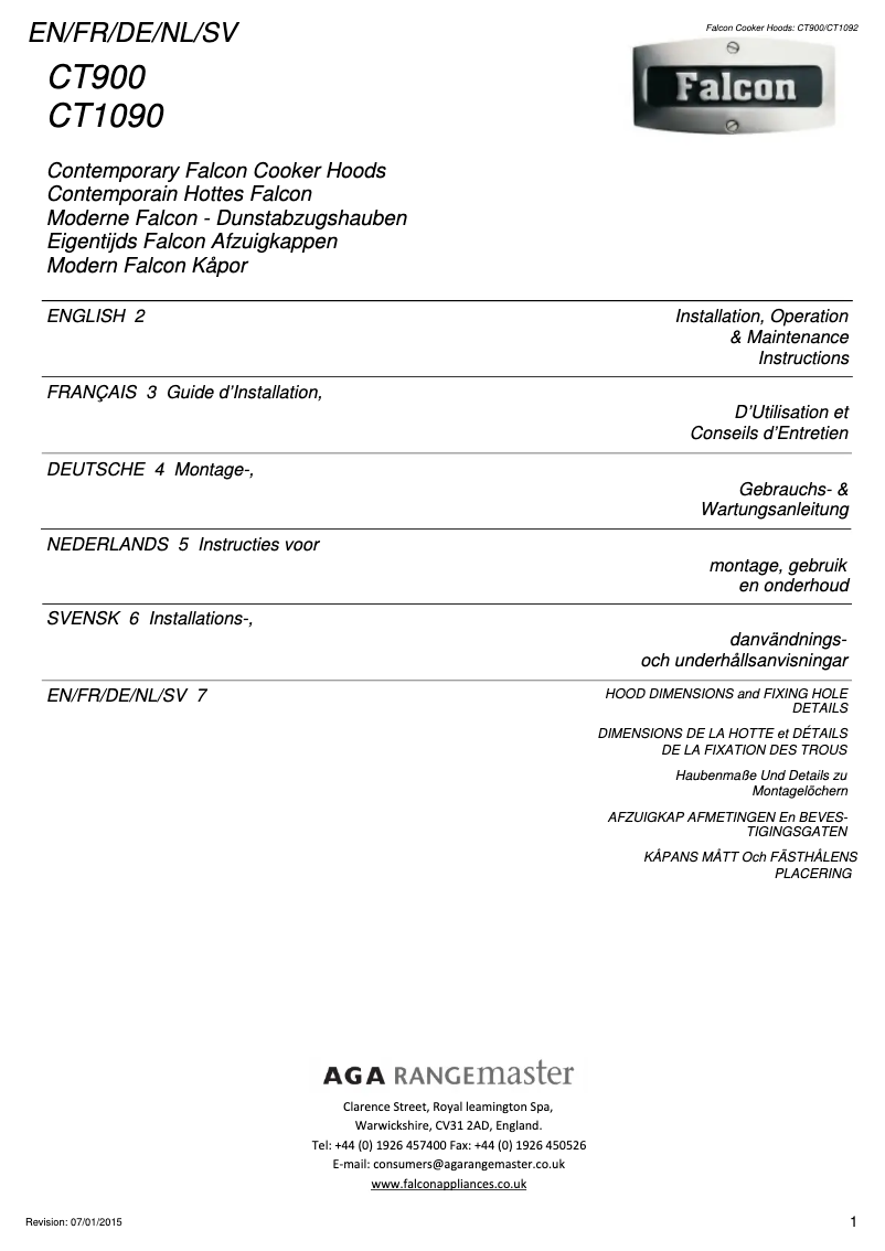 Page 1 de la notice Manuel utilisateur Falcon FHDCT900BL