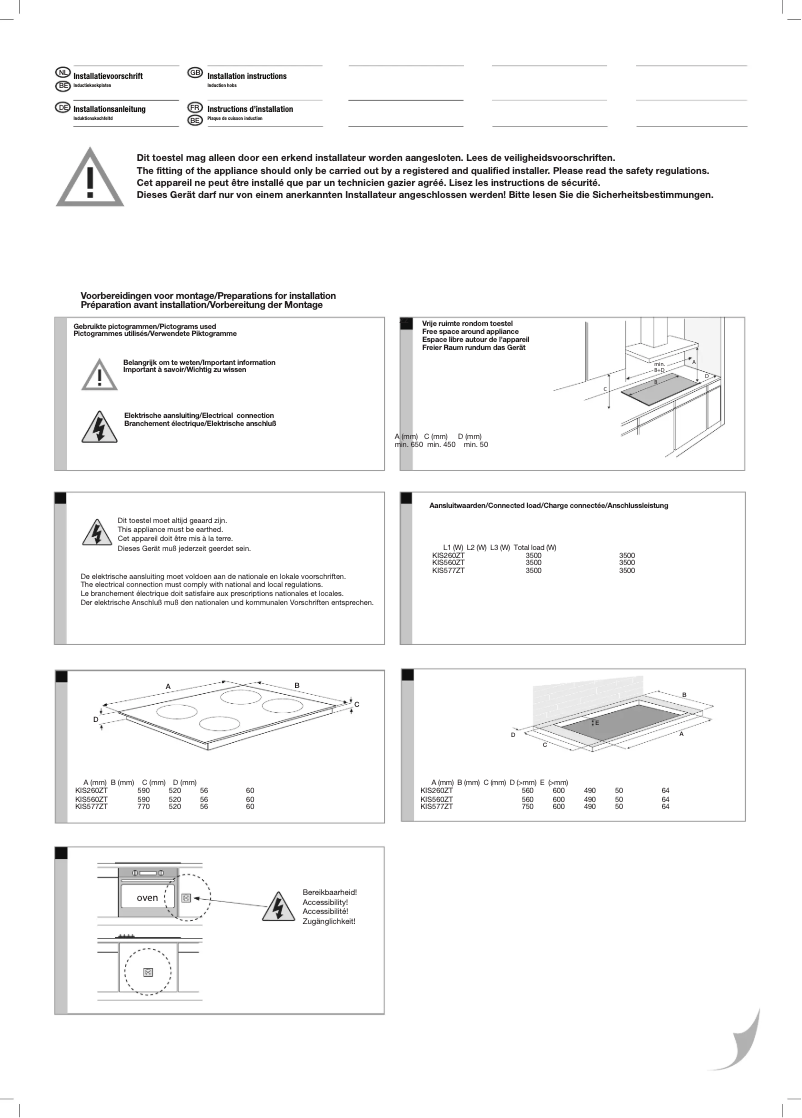 Page 1 de la notice Guide d'installation Etna KIS560ZT