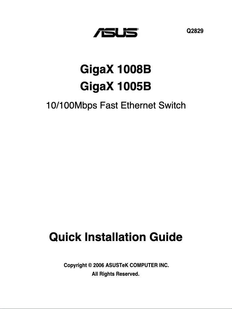 Page n°1 - Guide de démarrage rapide Asus GigaX 1005B