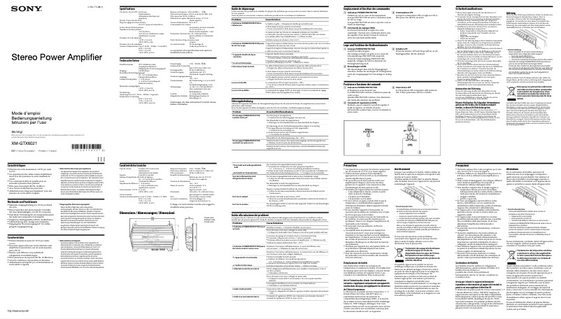 Page n°1 - Manuel utilisateur Sony XM-GTX6021