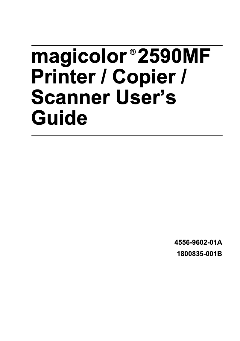 Page 1 de la notice Manuel utilisateur Konica Minolta magicolor 2590MF
