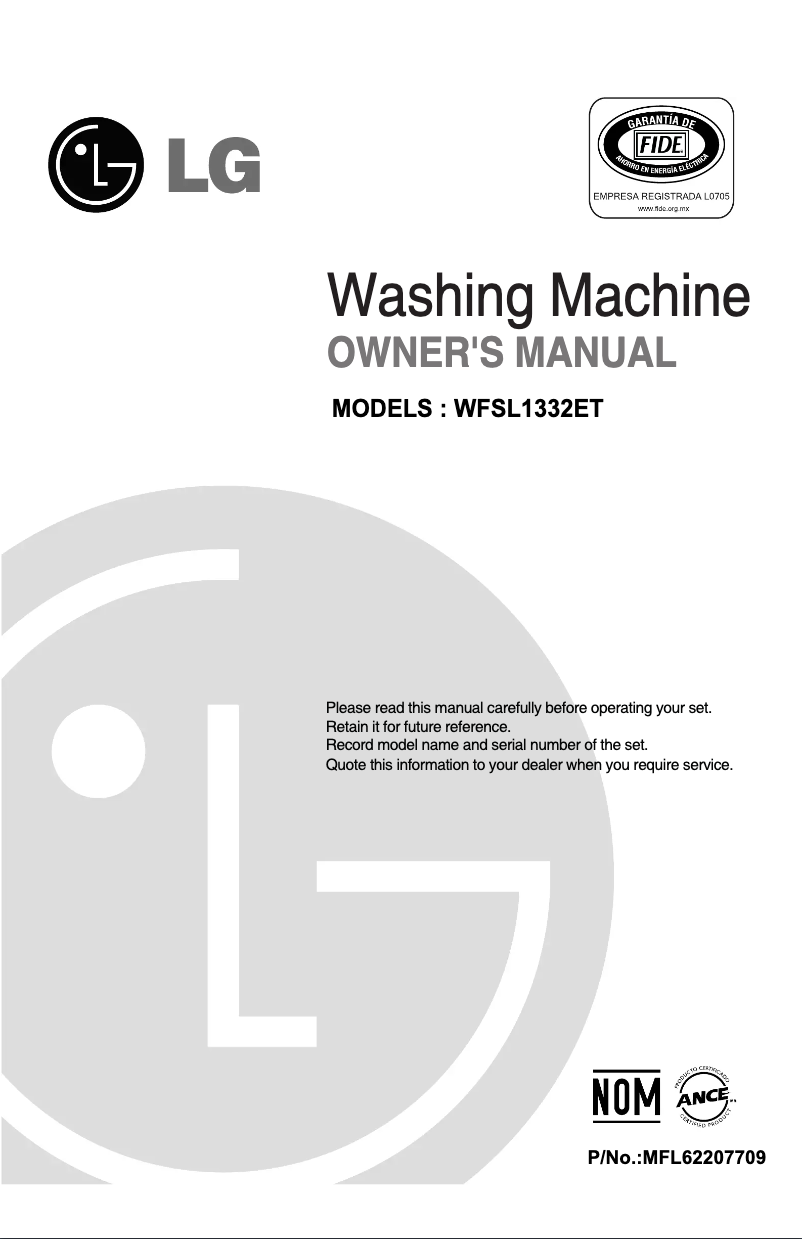Page 1 de la notice Manuel utilisateur LG WFSL1332ET