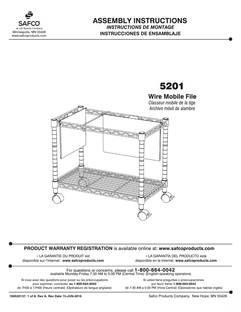 Page n°1 - Manuel utilisateur Safco 5201