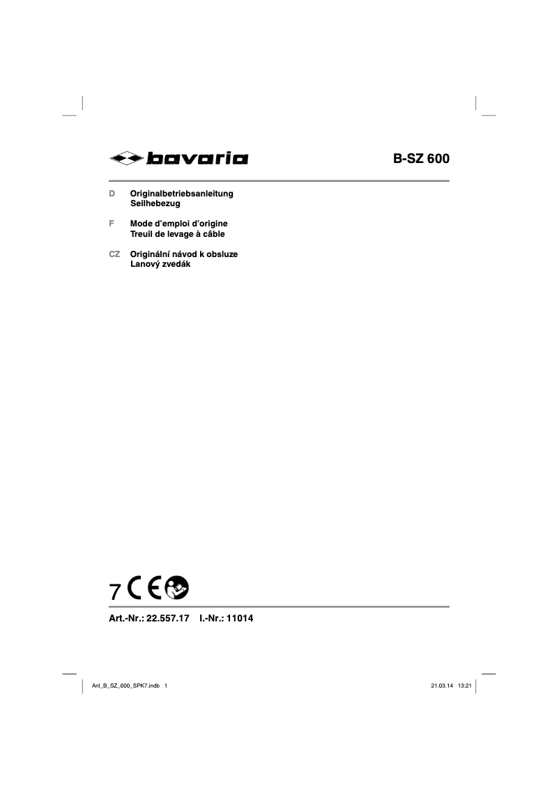 Página 1 del manual Manual de usuario Bavaria B-SZ 600