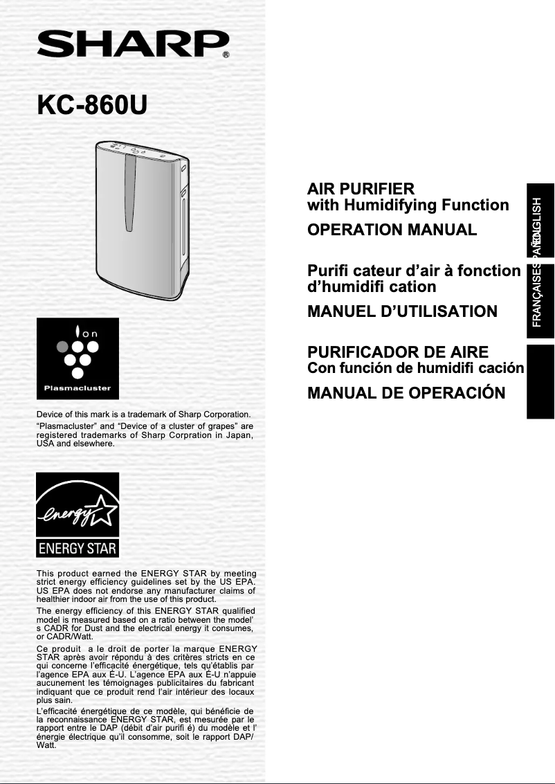 Page 1 of the manual User Manual Sharp KC-860U