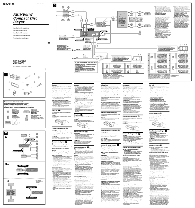 Page 1 de la notice Guide d'installation Sony CDX-CA700X